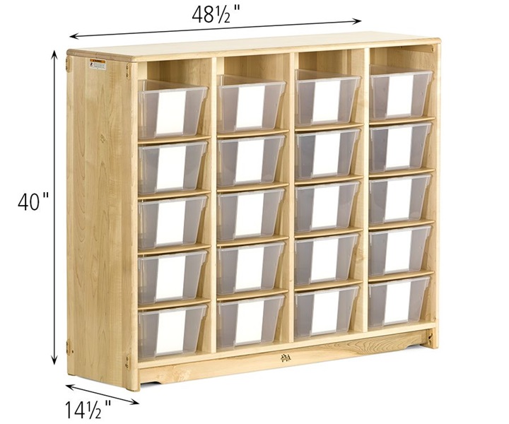 Dimensions of F689 Tote Shelf 4 x 40 with F891 Deep Tote, Clear