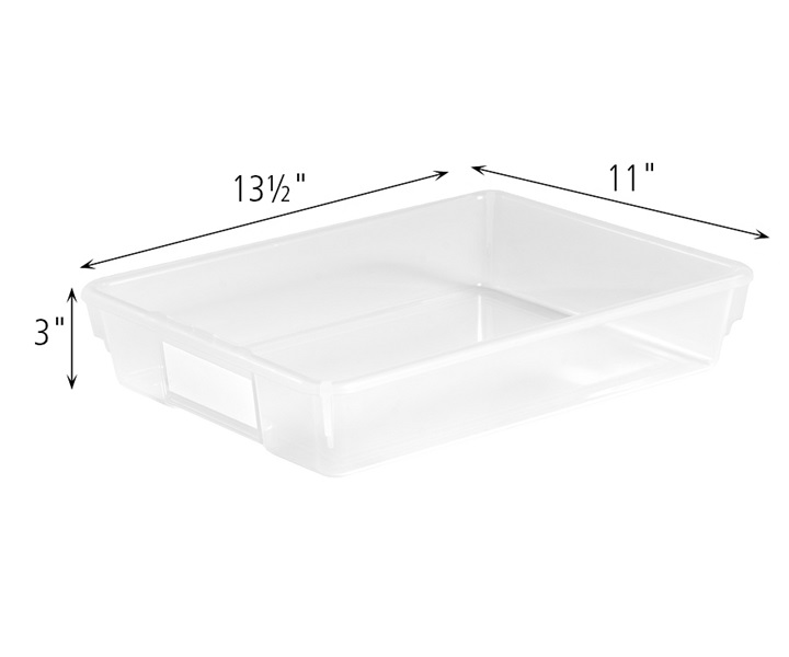 Dimensions of F880 Shallow Tote with F881 Shallow Tote, Clear