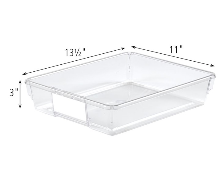 Dimensions of F880 Shallow Tote with F881 Shallow Tote, Clear