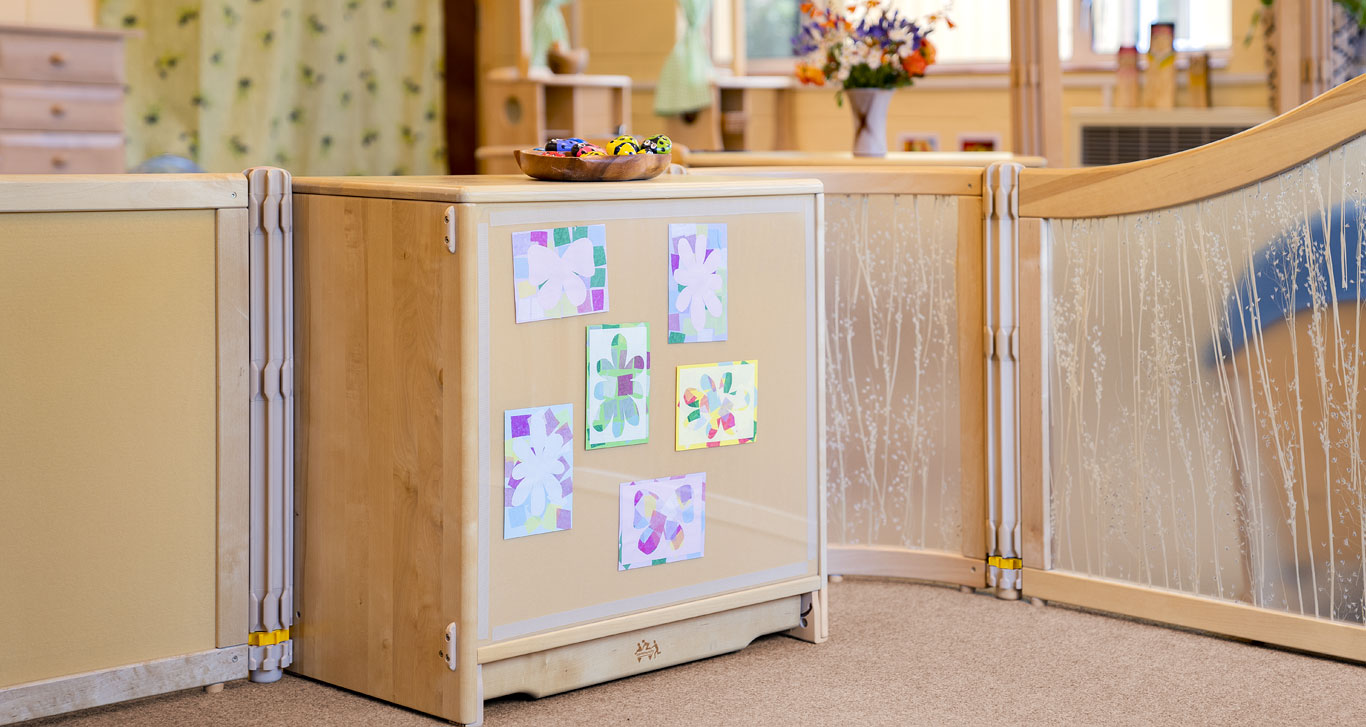 A roomscapes divider in a classroom