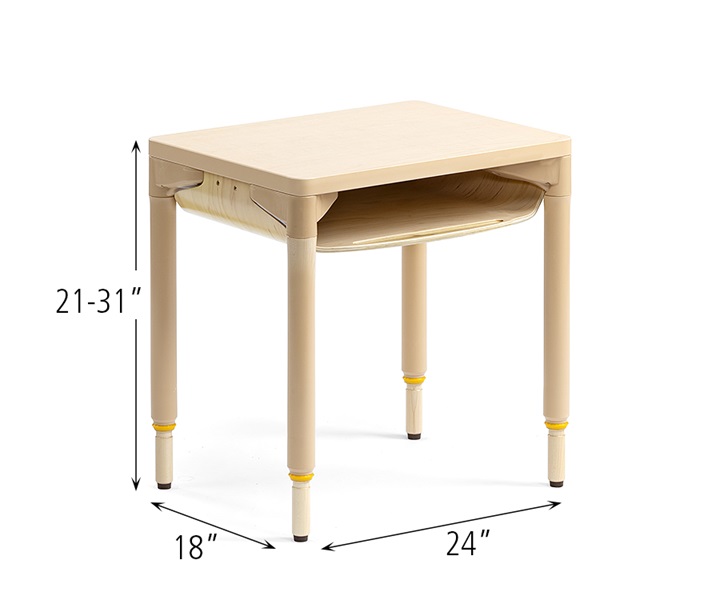 Dimensions of A510 Classroom Desk with A936 Adjustable Leg for Table, High, 4pack