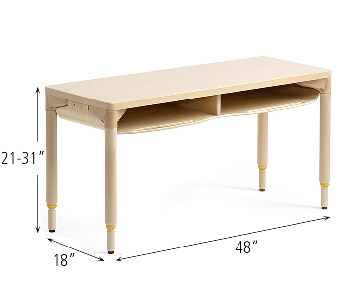 Dimensions of A520 Two-Seater Desk with A936 Adjustable Leg for Table, High, 4pack