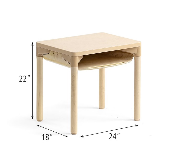 Dimensions of A510 Classroom Desk with A886 Wood Leg for 22 Inch Table 4pack