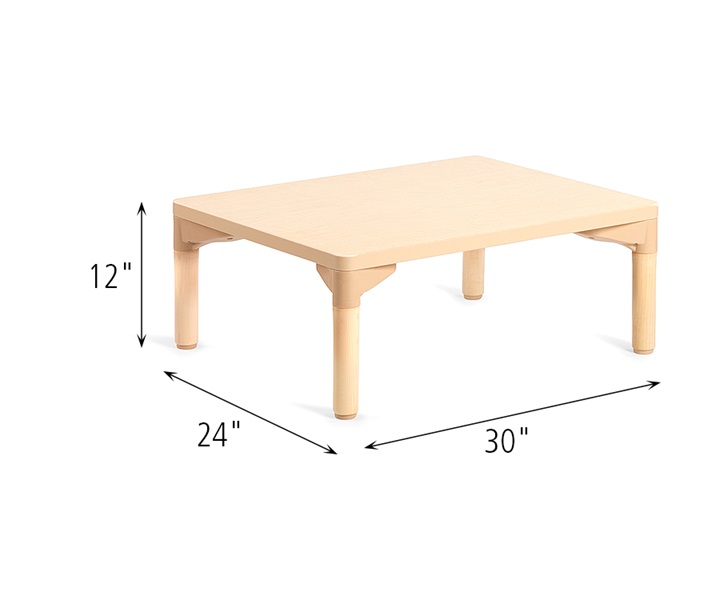Dimensions of A805 Classroom Childsize Table 24 Inch x 30 Inch with A881 Wood Leg for 12 Inch Table 4pack