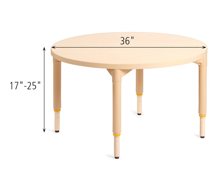 Dimensions of A825 Classroom Round Table 36 with A934 Adjustable Leg for Table, Medium, 4pack