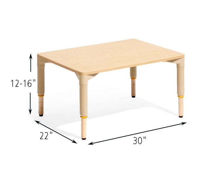 Dimensions of A910 Rectangular Multitable 22 x 30