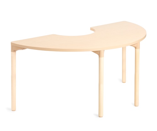 A835 Classroom Half Circle Table 64 with A861 Wood Leg for 28 Inch Table 4pack