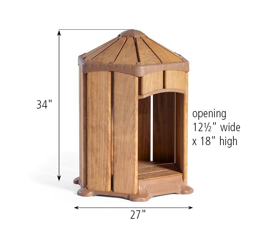 Outlast Haven dimensions: Height 34 inches, diameter 27 inches, opening 12.5 inches wide and 18 inches high