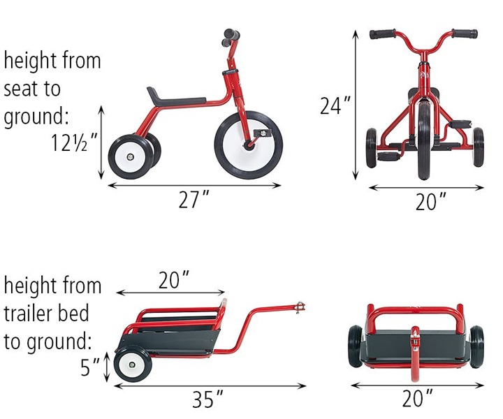 Dimensions of R238 Roadstar I Tricycle and Trailer