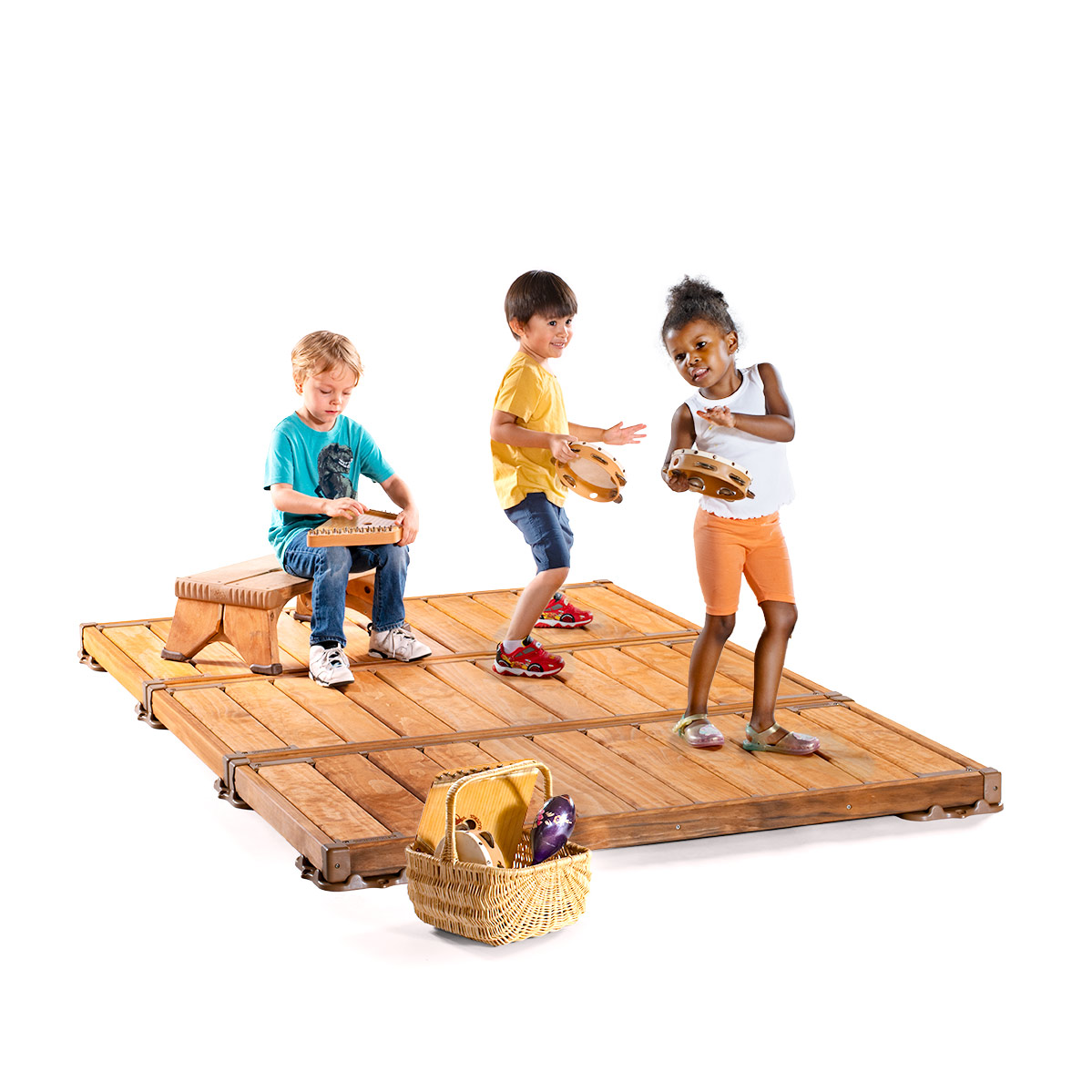 outlast stage with kids on white background