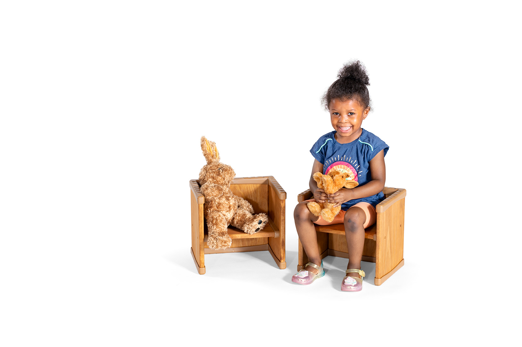 cube chair in use on white background