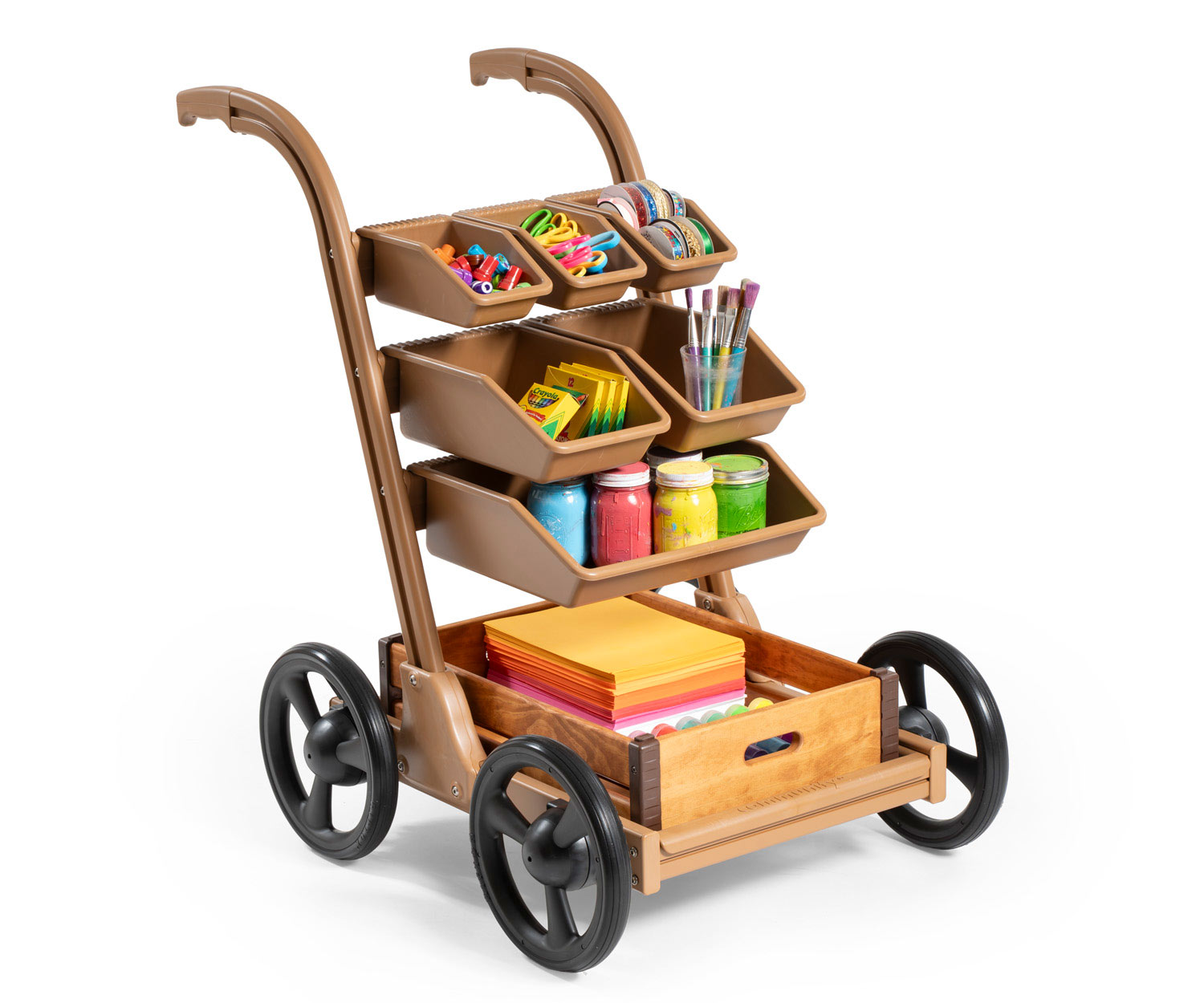 art cart with art supplies