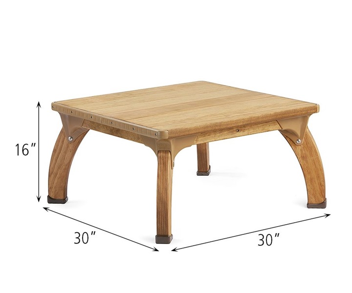 Dimensions of W342 Outlast Play Table with W883 Leg for Outlast Table 16 Inch 4pack