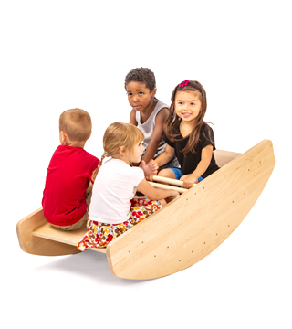children playing in a rocking boat