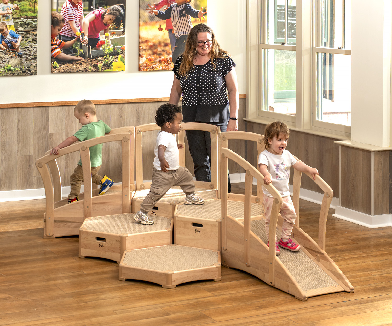 Children climbing on the Large Toddler Climber Set