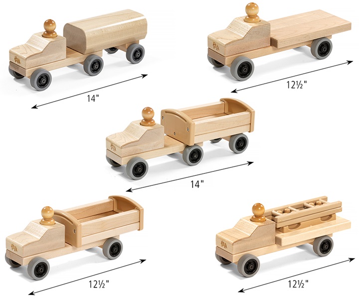 Dimensions of T70 Set of Five Small Trucks