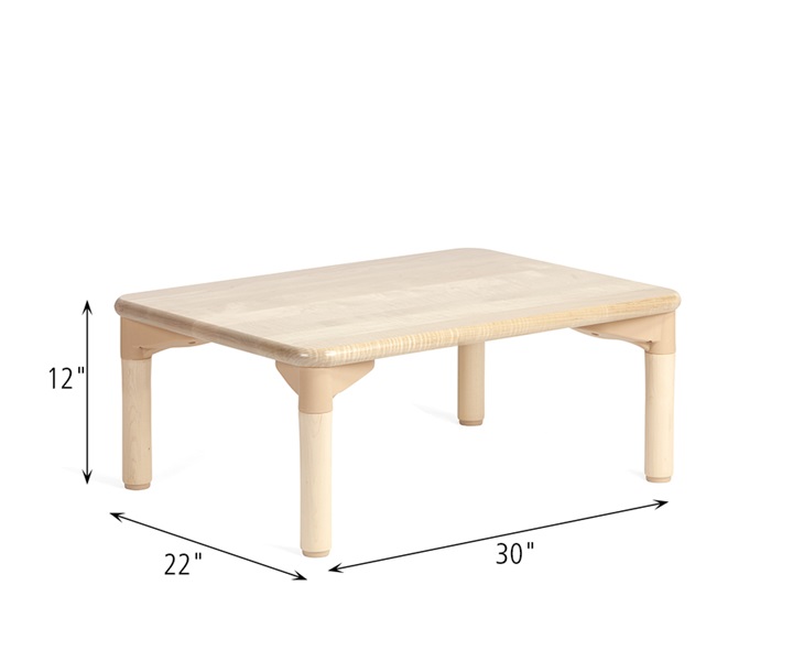 Dimensions of C241 Rectangular Woodcrest Table with A881 Wood Leg for 12 Inch Table 4pack