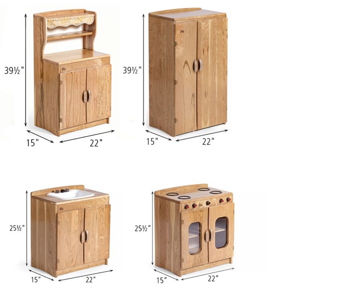 Dimensions of C360 Woodcrest Kitchen set of four
