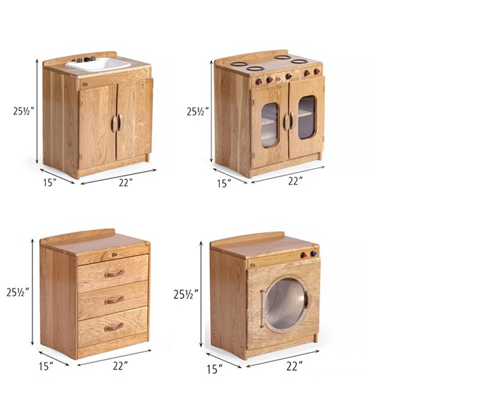 Dimensions of C370 Woodcrest Play House Set set of four