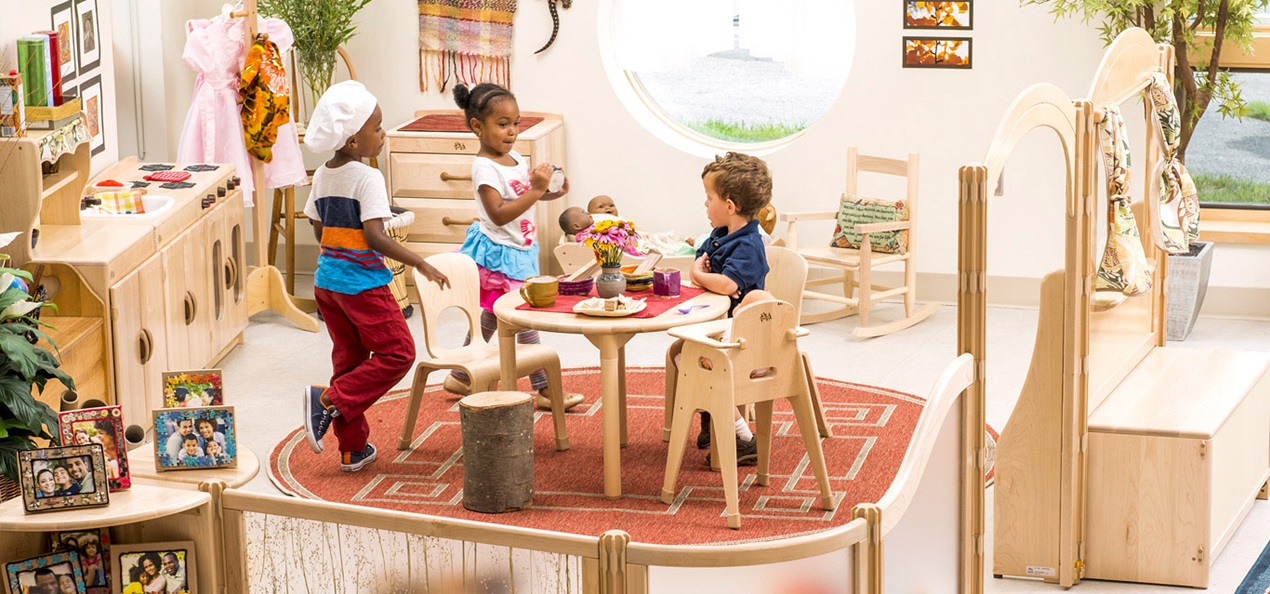 children playing in a classroom