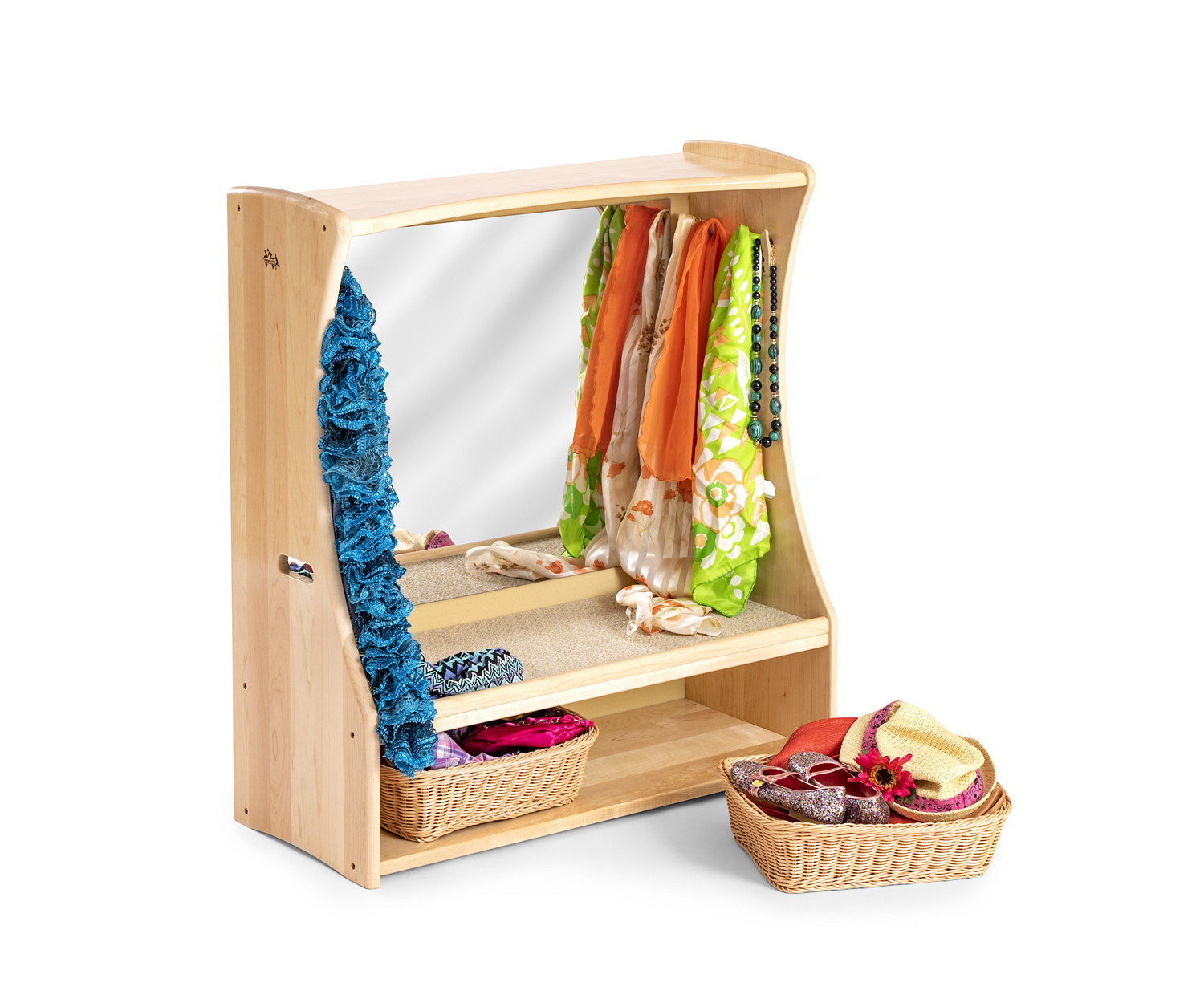 Toddler dress-up rack, propped