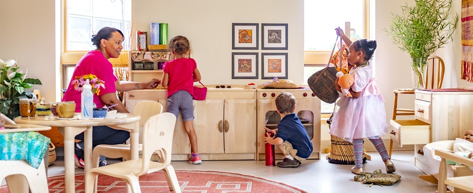 children playing in a classroom