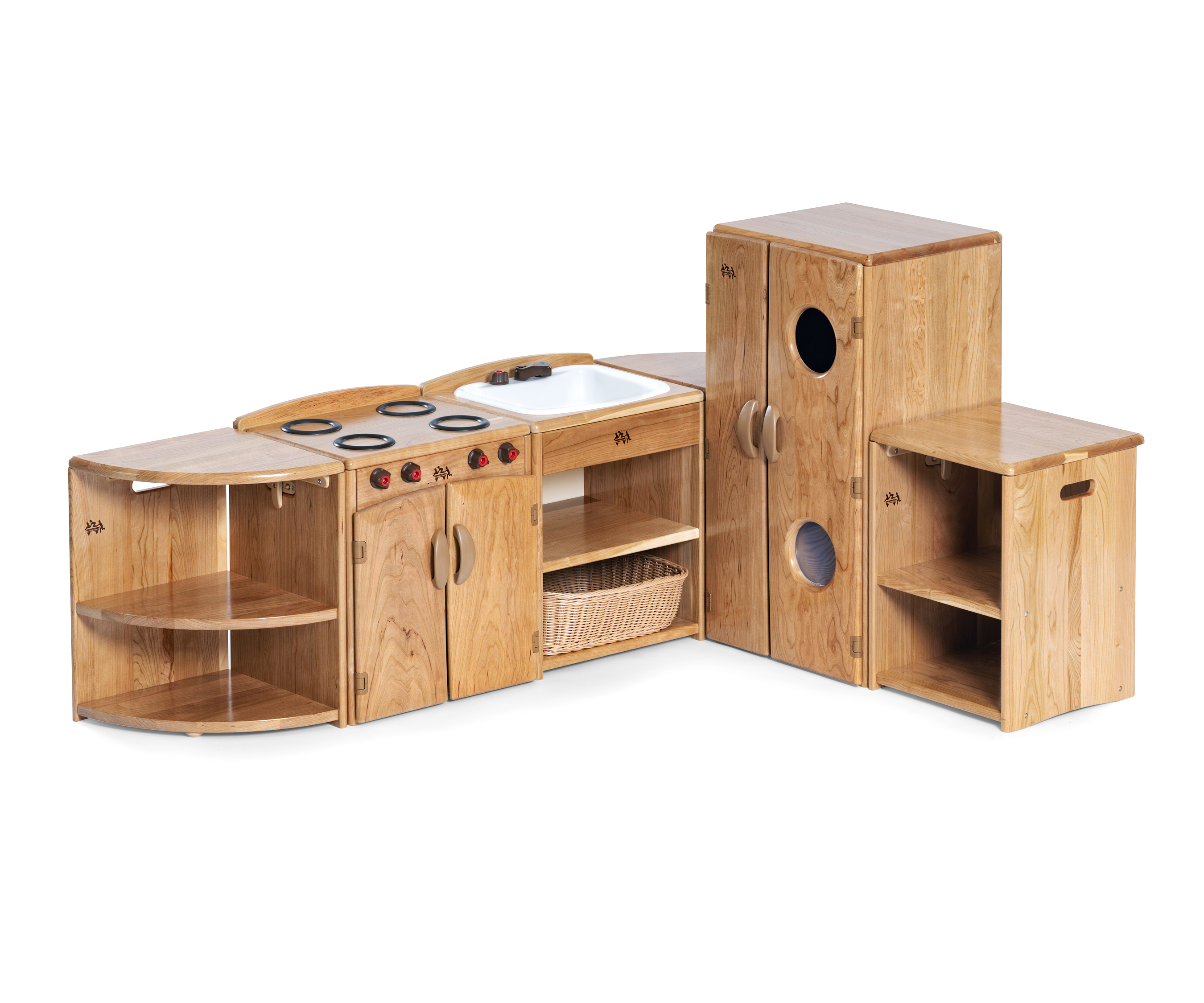 Wooden kitchen, Montessori style play corner