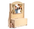 Little boy playing with a Puppet Theater