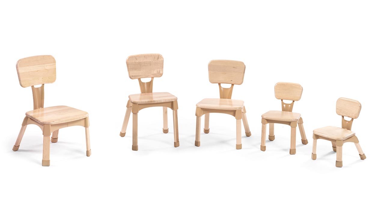 Assorted sizes of Classroom Chairs arranged in a half circle