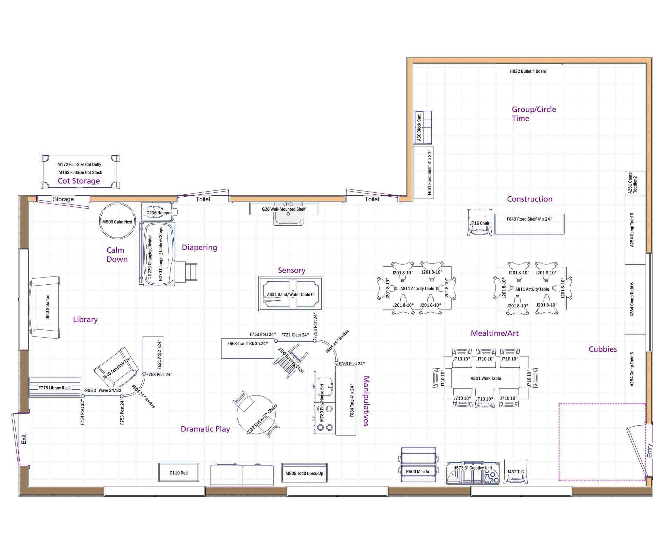 Floor plan for Goddard Bridge sample classroom