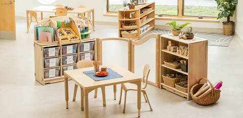 classroom of Community Playthings furniture