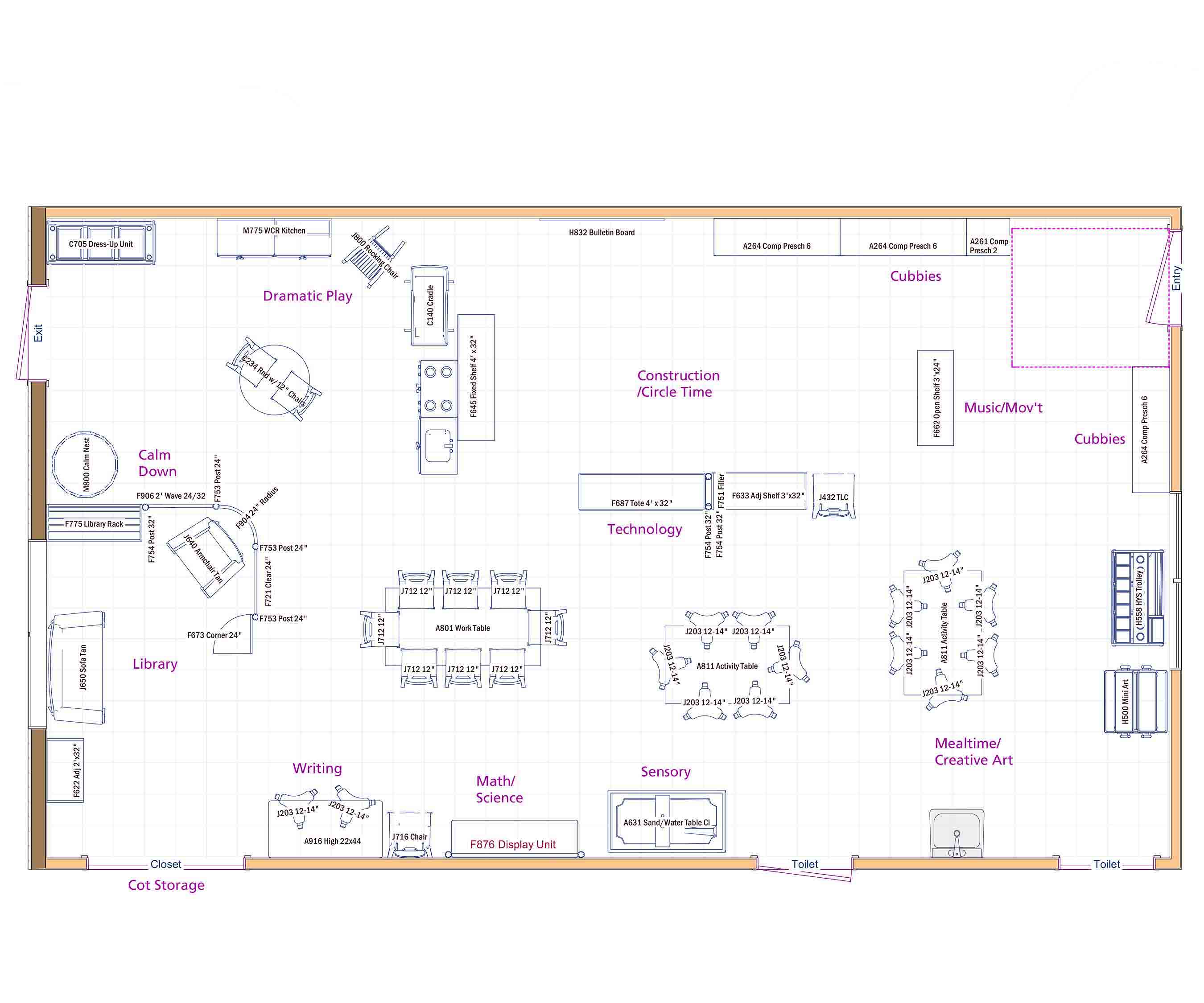 Floor Layout of Goddard PreK Room