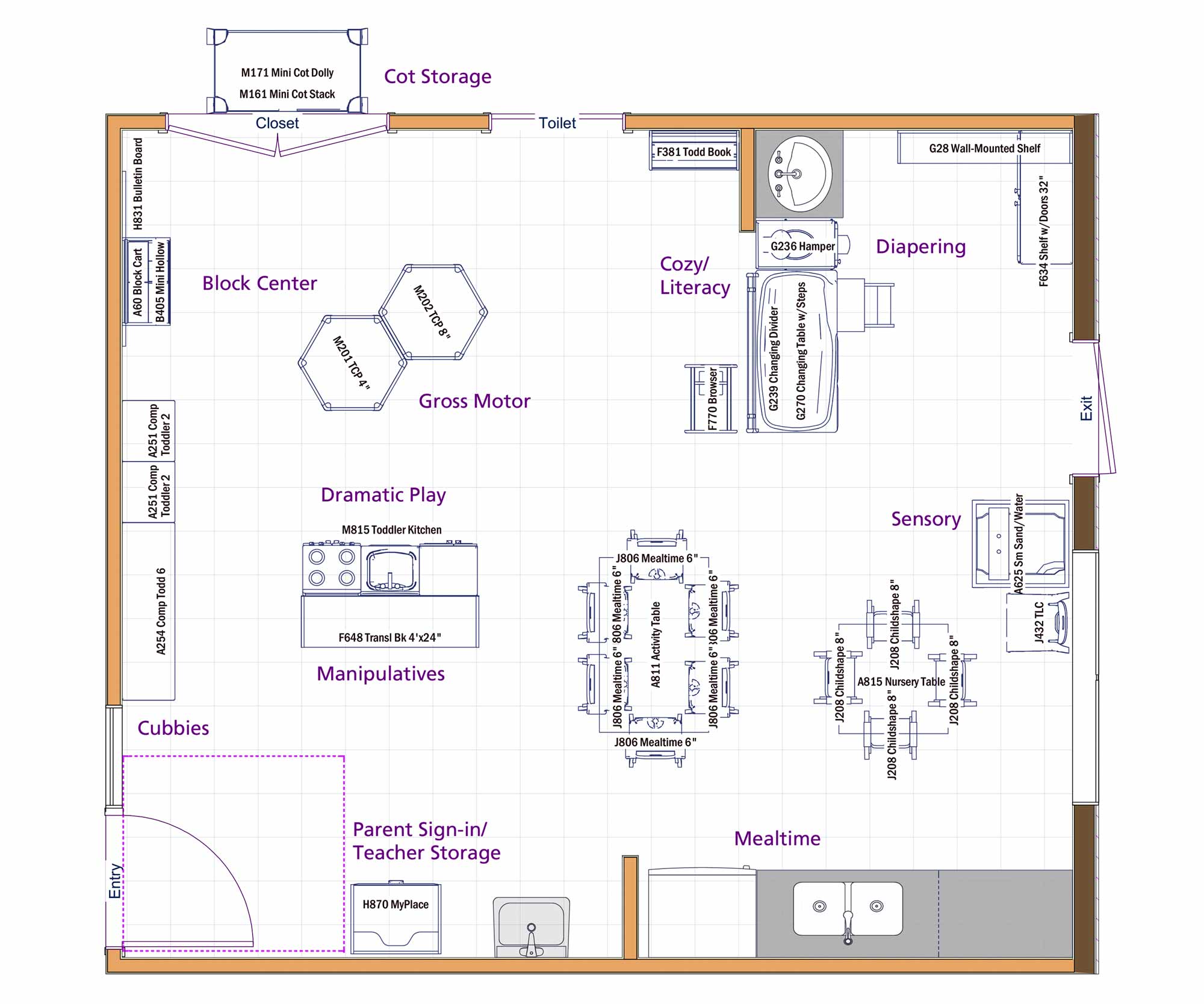 Goddard Toddler classroom furniture layout
