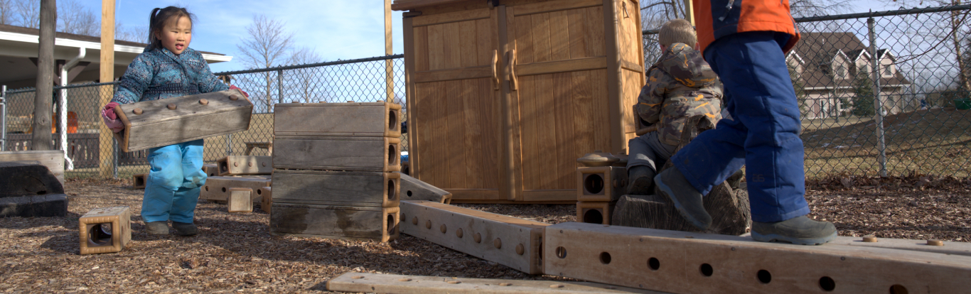 Children playing with Outlast Blocks